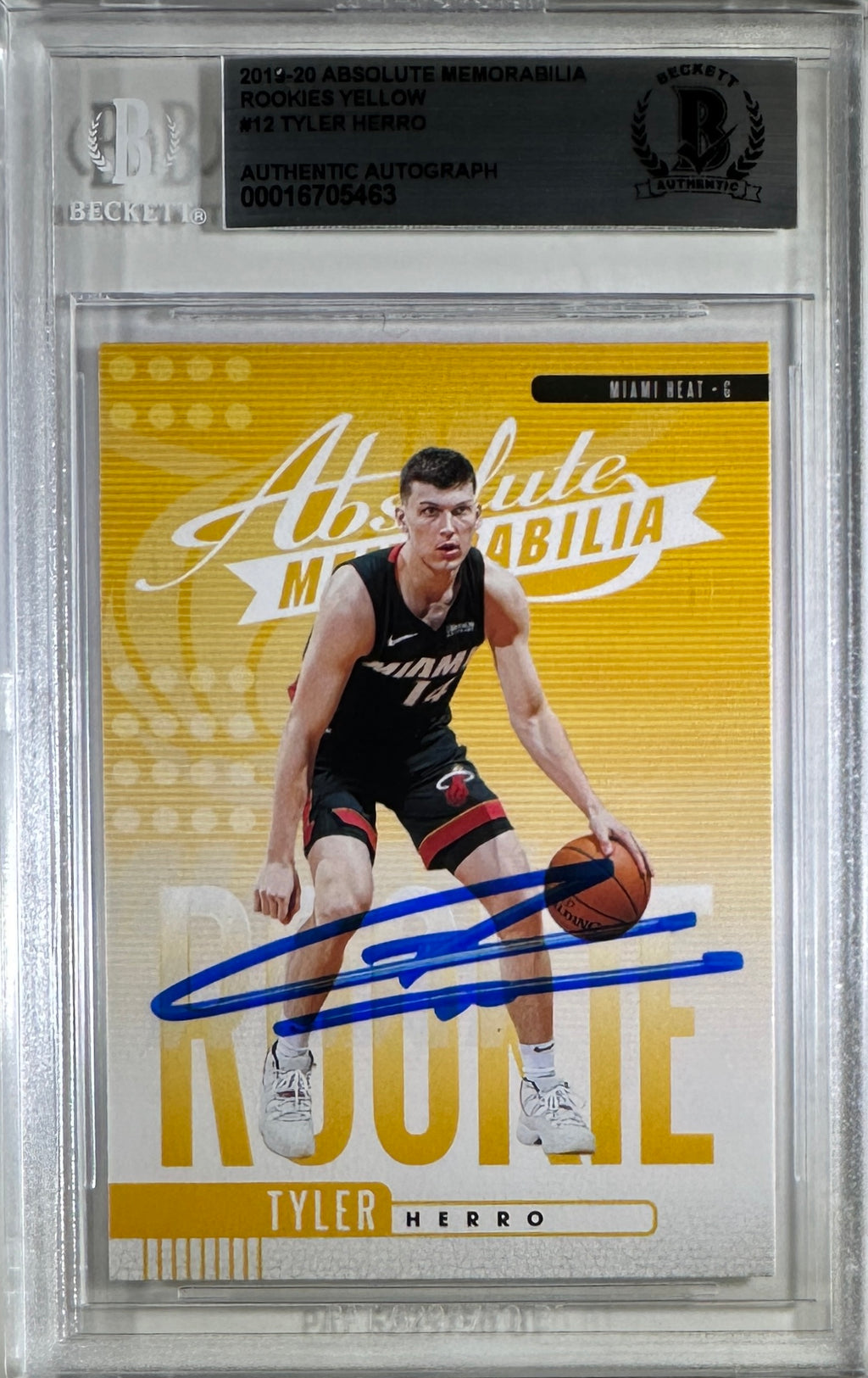 Tyler Herro auto card 2019-20 Panini Absolute RC #12 NBA Miami Heat BAS Encap