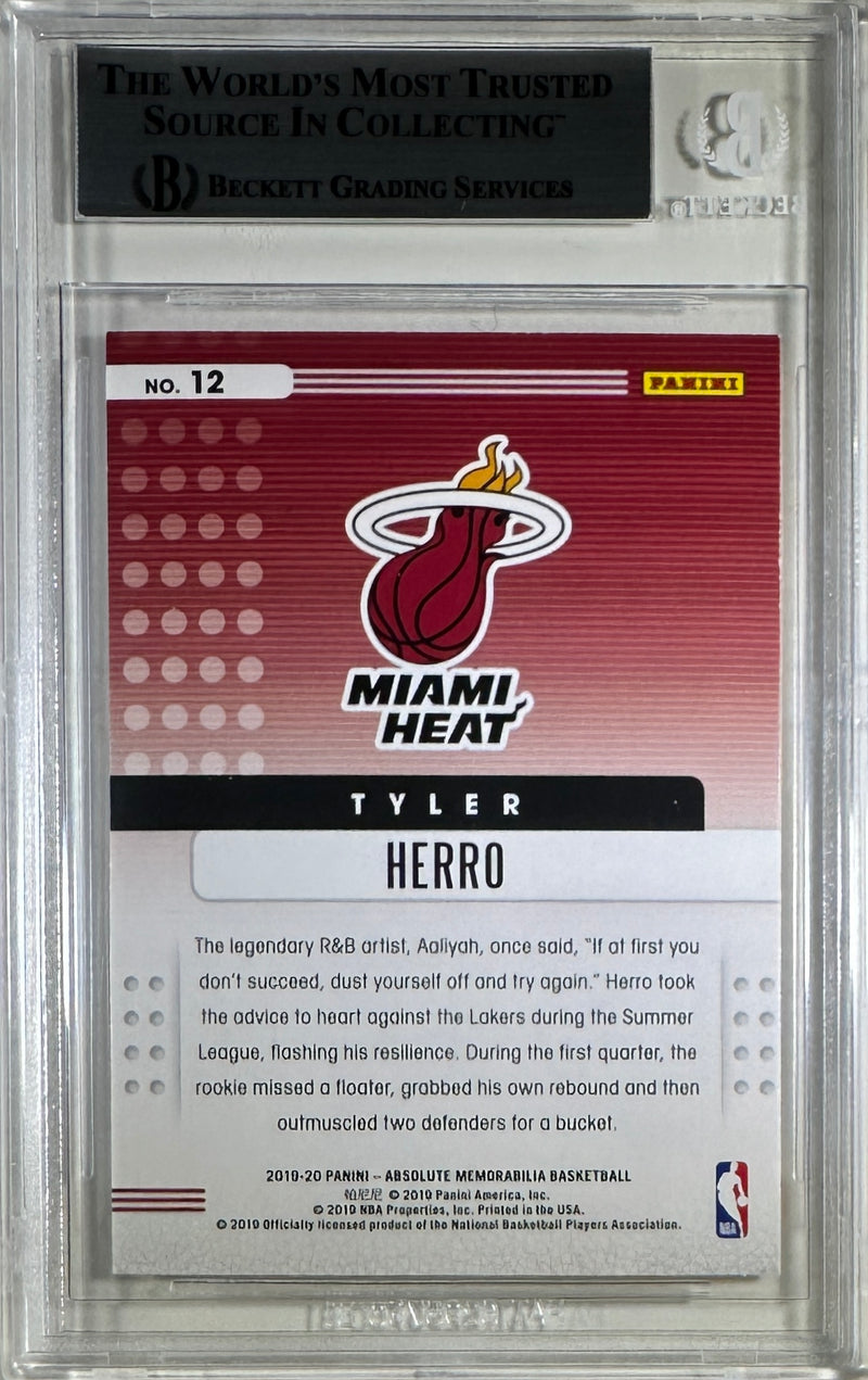 Tyler Herro auto card 2019-20 Panini Absolute RC #12 NBA Miami Heat BAS Encap