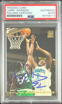 Larry Johnson auto 1993 Topps #323 card Charlotte Hornets PSA Encapsulated