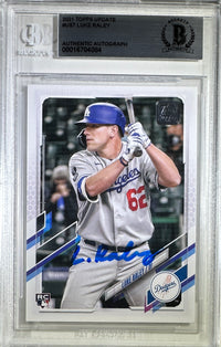 Luke Raley auto rookie card 2021 Topps #US7 Los Angeles Dodgers BAS Encapsulated