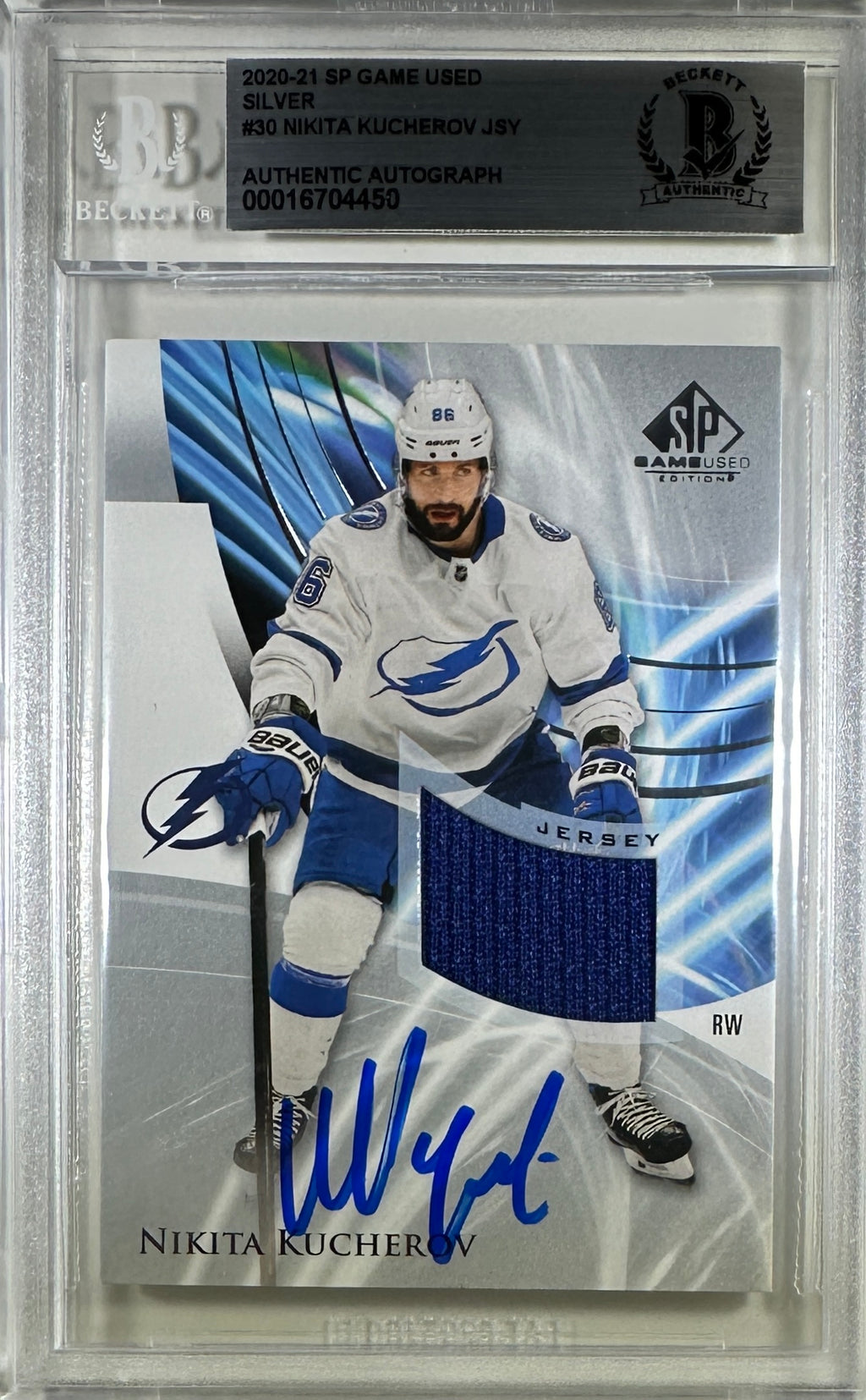 Nikita Kucherov auto card 2020-21 Upper Deck GU Tampa Bay Lightning BAS Encap