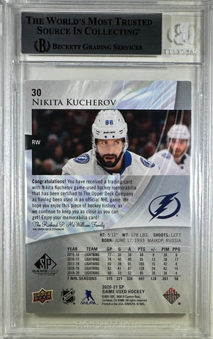 Nikita Kucherov auto card 2020-21 Upper Deck GU Tampa Bay Lightning BAS Encap