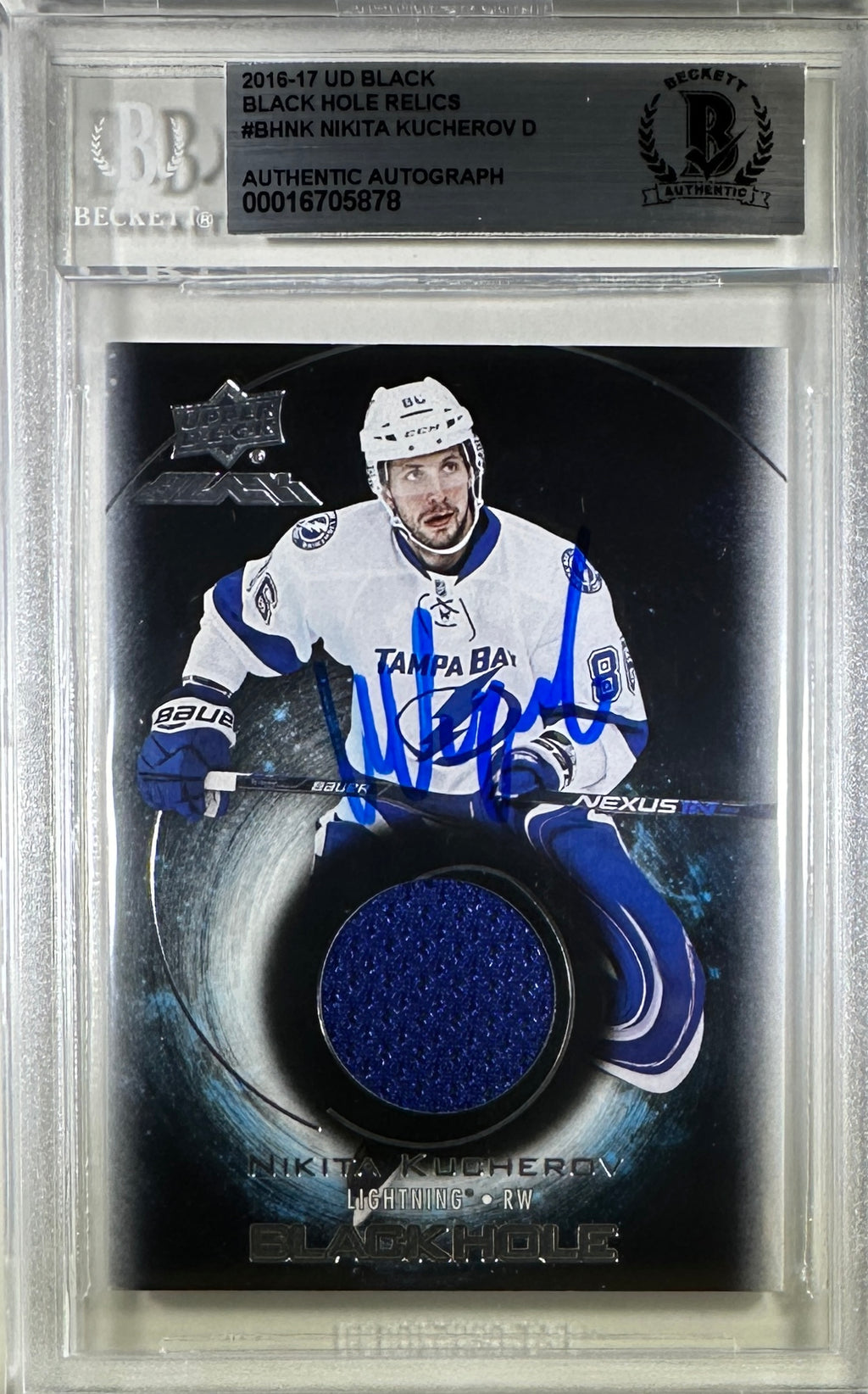 Nikita Kucherov auto card 2016-17 Upper Deck Black Tampa Bay Lightning BAS Encap