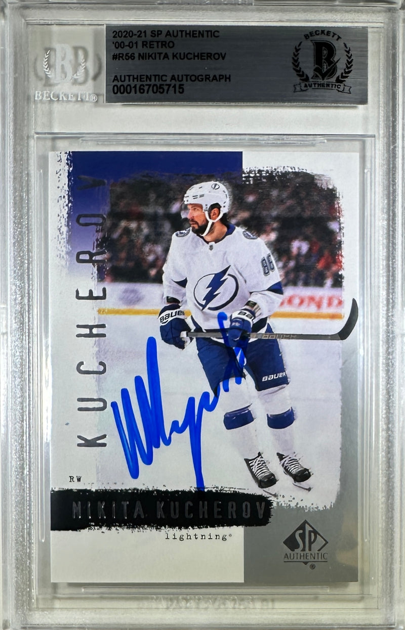 Nikita Kucherov auto card 2020-21 SP Authentic Tampa Bay Lightning BAS Encap UD