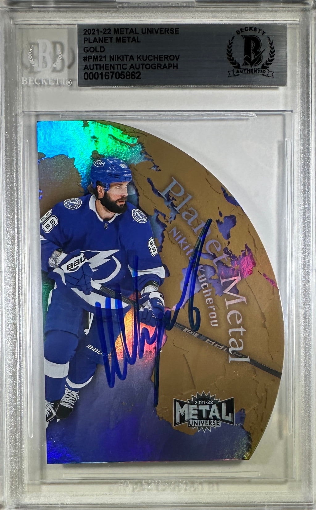 Nikita Kucherov auto card 2022 Metal Universe card Tampa Bay Lightning BAS Encap