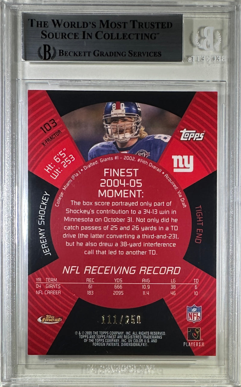 Jeremy Shockey auto Topps 2005 #111/250 card New York Giants BAS Encap GU