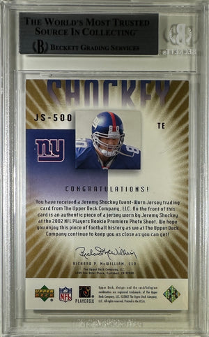 Jeremy Shockey auto Upper Deck #026/125 2002 card New York Giants BAS Encap GU