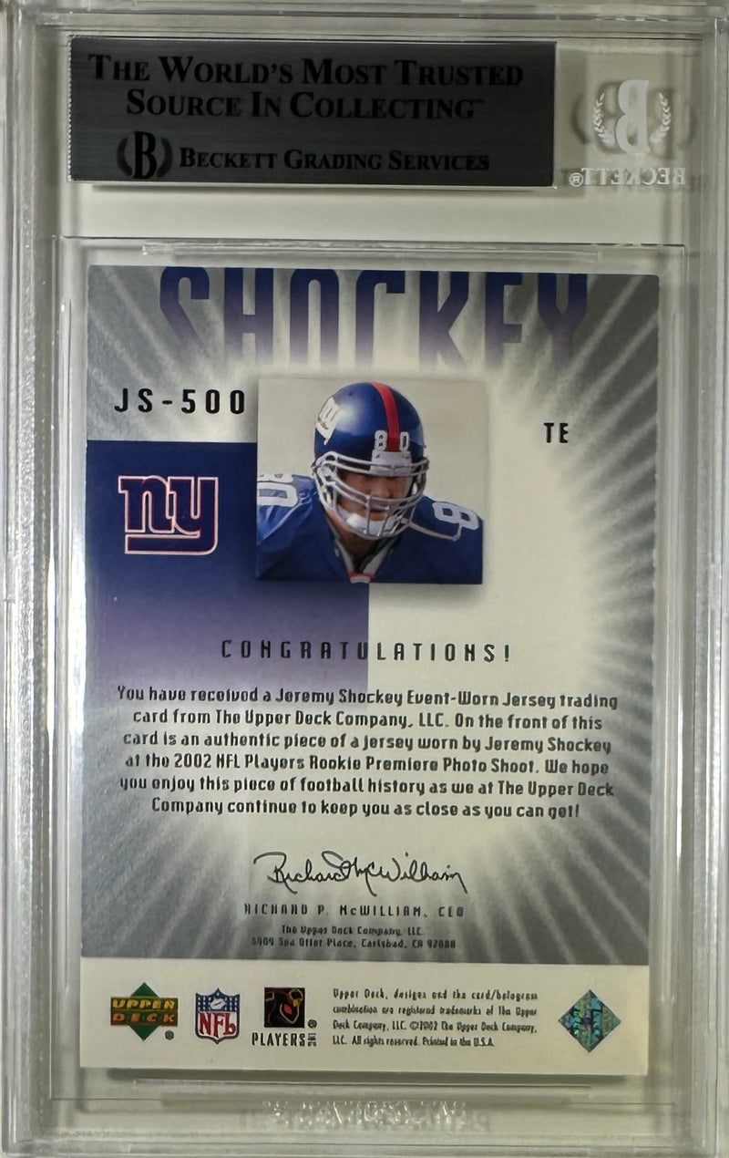 Jeremy Shockey auto Upper Deck #109/350 2002 card New York Giants BAS Encap GU