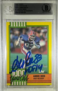 Andre Reed auto inscribed tops 1990 #7 Buffalo Bills BAS Encap