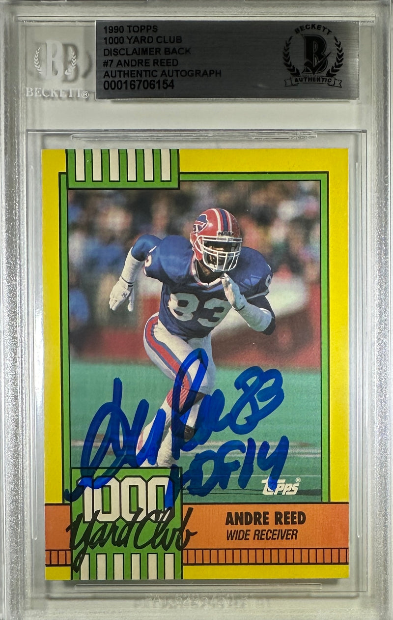 Andre Reed auto inscribed tops 1990 #7 Buffalo Bills BAS Encap