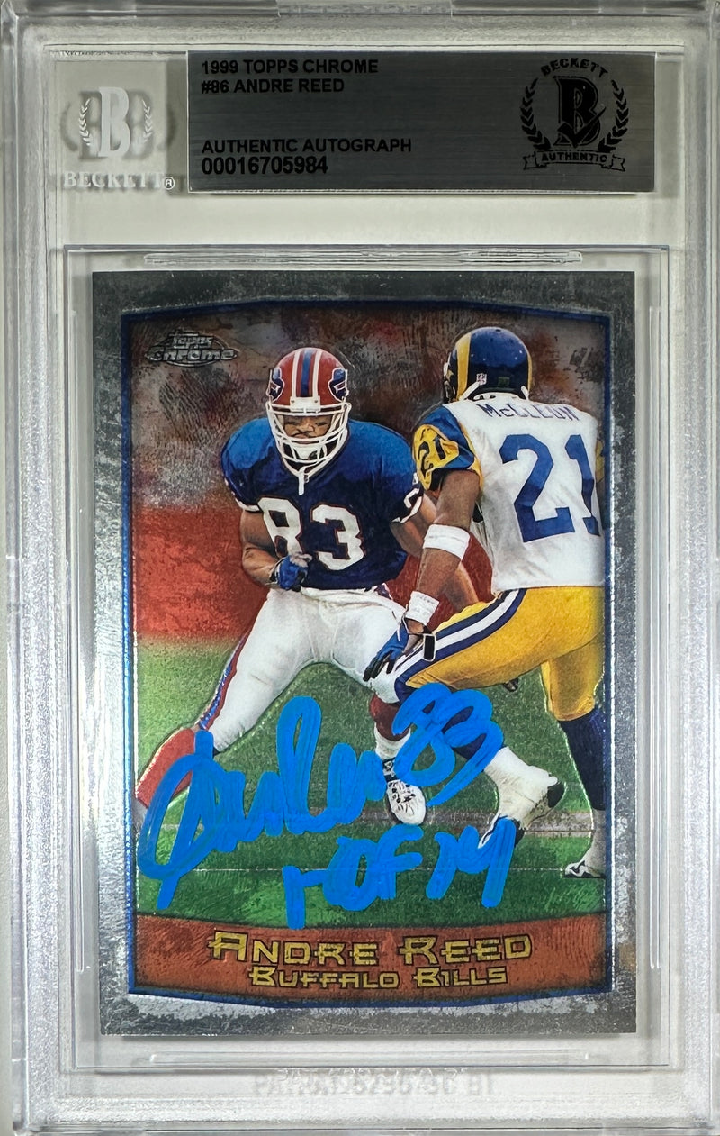 Andre Reed auto inscribed Topps 1999 #86 Buffalo Bills BAS Encap card