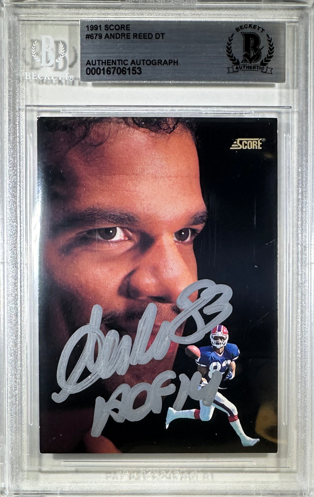 Andre Reed auto inscribed Score 1991 #679 Buffalo Bills BAS Encap