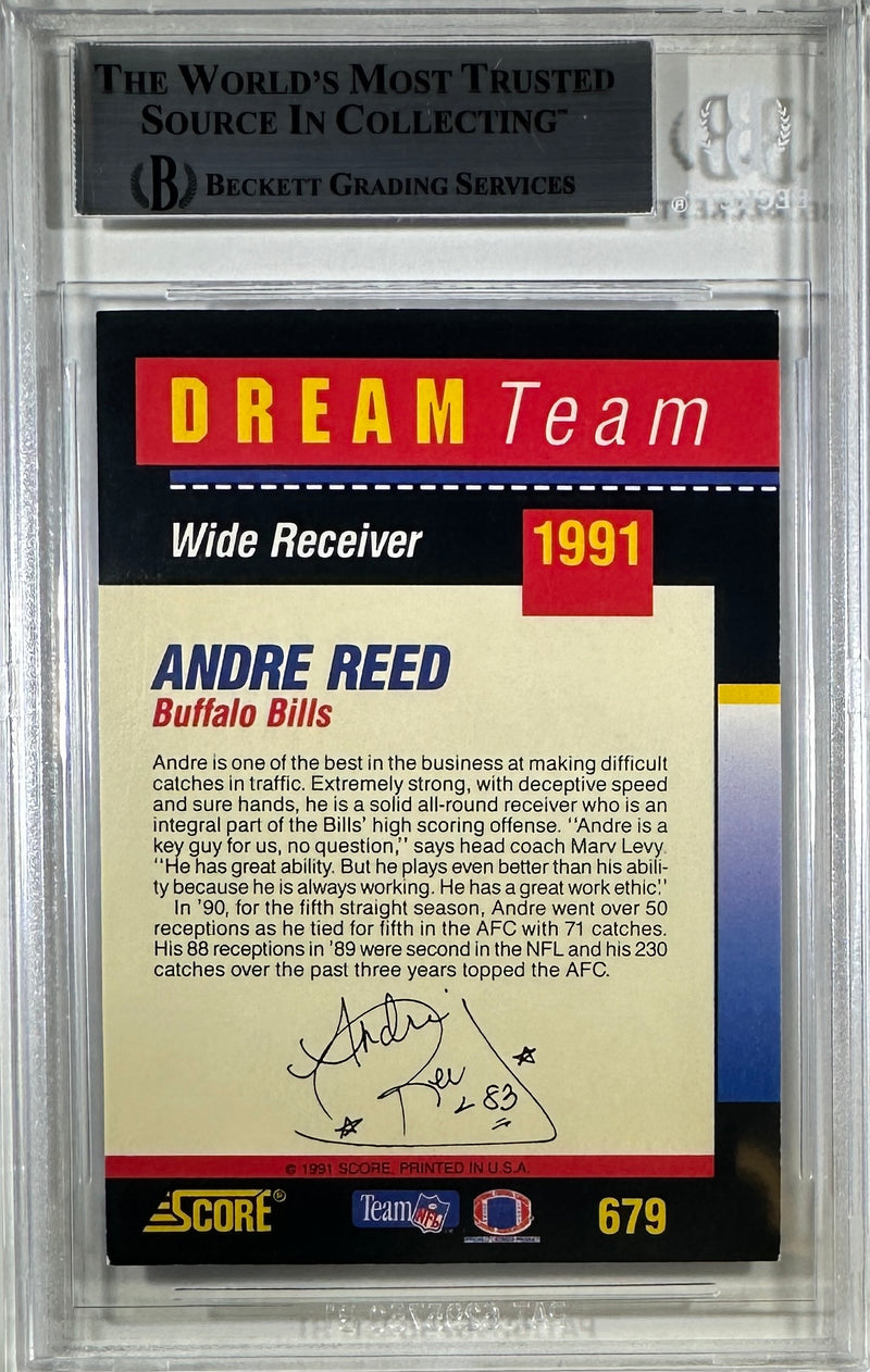 Andre Reed auto inscribed Score 1991 #679 Buffalo Bills BAS Encap