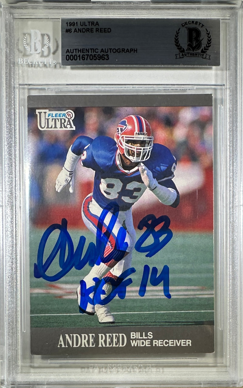 Andre Reed auto inscribed Fleer Ultra 1991 #6 Buffalo Bills BAS Encap