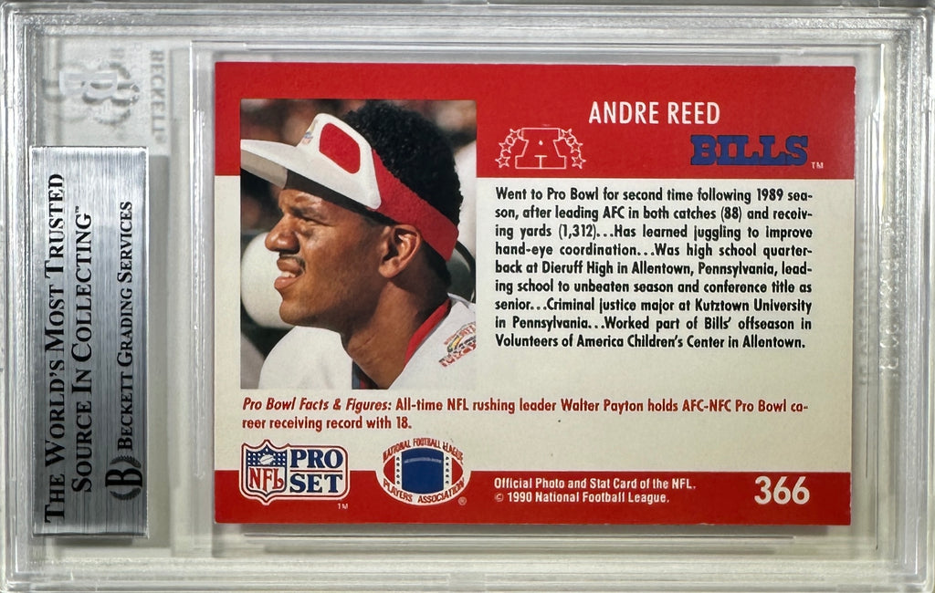 Andre Reed auto inscribed NFL Pro Set 1990 #366 Buffalo Bills BAS Encap