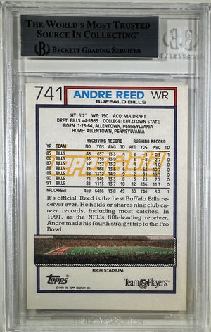 Andre Reed auto inscribed Topps 1992 #741 Buffalo Bills BAS Encap card