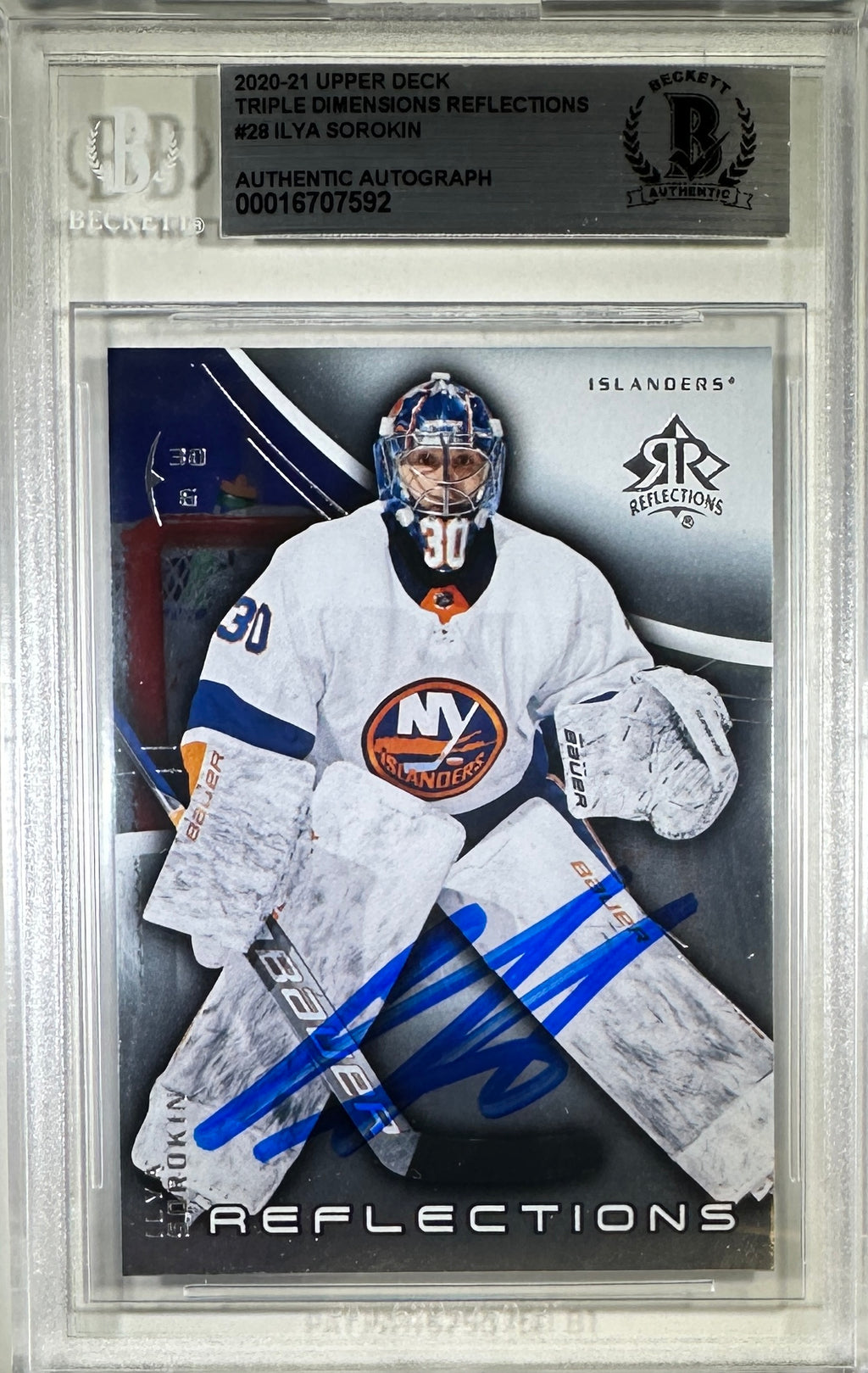 Ilya Sorokin 2021 Upper Deck #28 encap RC New York Islanders BAS