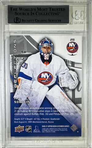 Ilya Sorokin 2021 Upper Deck #28 encap RC New York Islanders BAS