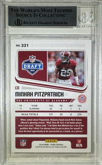 Minkah Fitzpatrick auto RC 2018 Panini Score #331 Alabama Crimson Tide BAS Encap