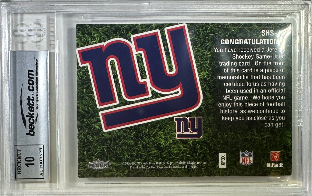 Jeremy Shockey auto Fleer 2006 card New York Giants BAS Encap Game used