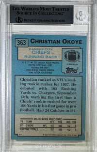 Christian Okoye auto Topps 1988 #363 Kansas City Chiefs BAS Encap rookie card