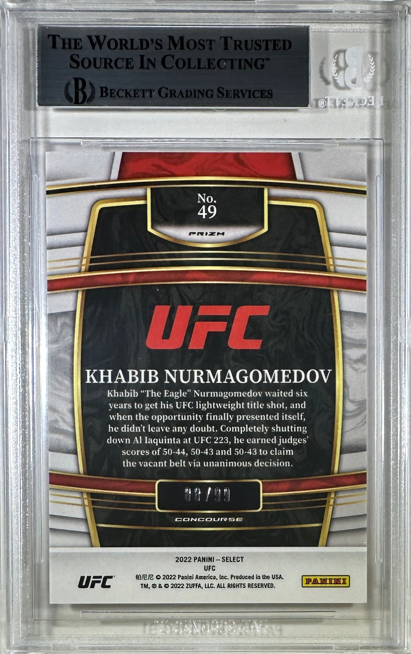 Khabib Nurmagomedov autographed 2022 Panini card #49 88/99 UFC BAS Encapsulated