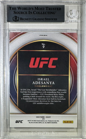 Israel Adesanya autographed 2022 Panini card #9 UFC BAS Encapsulated