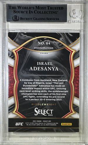 Israel Adesanya autographed 2021 Panini card #64 UFC BAS Encapsulated