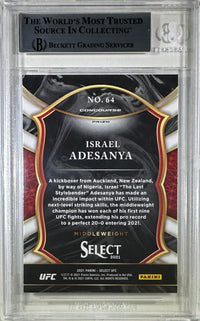 Israel Adesanya autographed 2021 Panini card #64 UFC BAS Encapsulated