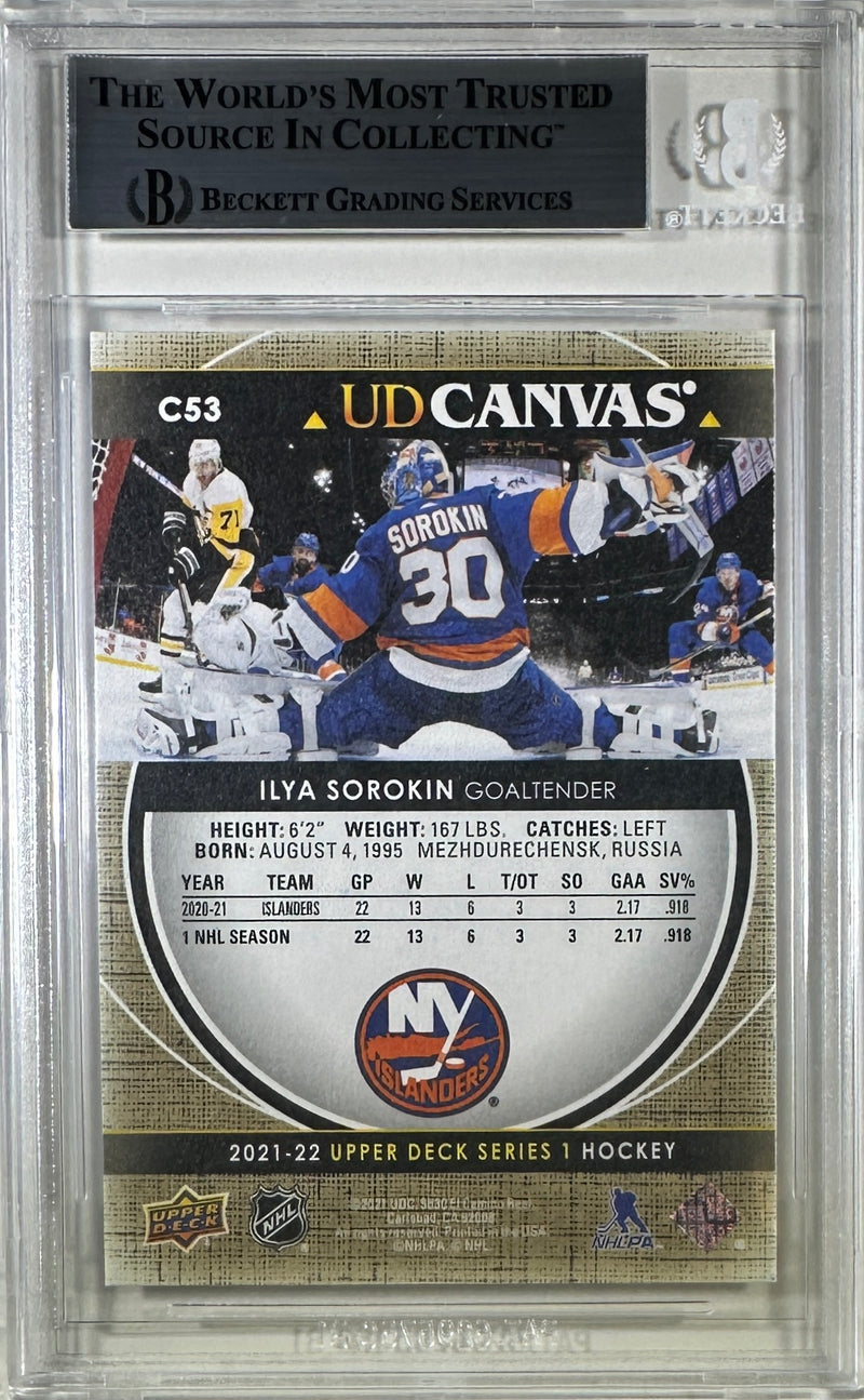 Ilya Sorokin 2021 Upper Deck encap RC New York Islanders BAS