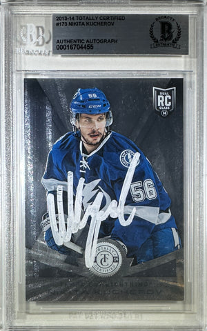 Nikita Kucherov auto rookie card 2013-14 Panini #173 Tampa Bay BAS Encapsulated