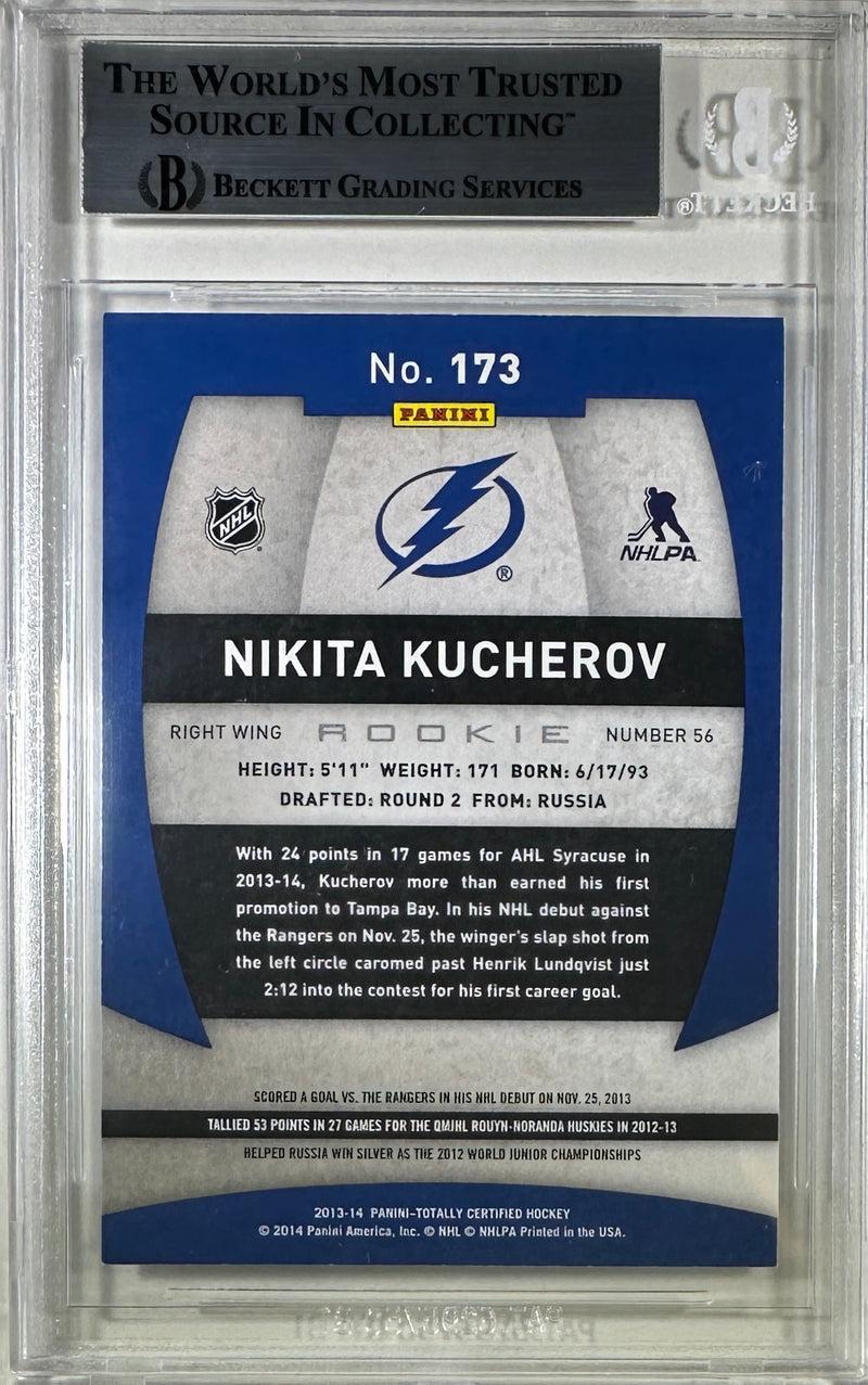 Nikita Kucherov auto rookie card 2013-14 Panini #173 Tampa Bay BAS Encapsulated