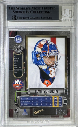 Ilya Sorokin 2021 Skybox inscribed encap RC New York Islanders BAS