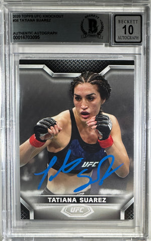 Tatiana Suarez auto card 2020 Topps knockout #36 UFC BAS Encapsulated auto 10