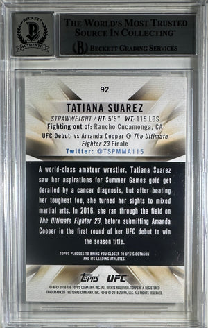 Tatiana Suarez auto card 2018 Topps knockout #92 UFC BAS Encapsulated auto 10