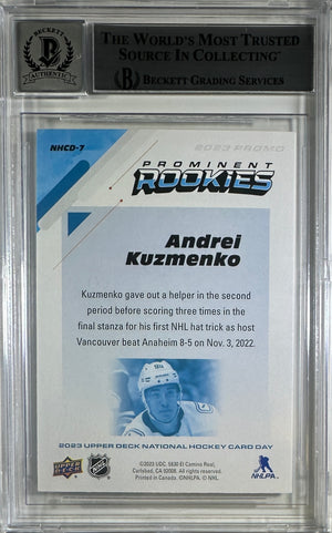 Andrei Kuzmenko auto 2023 Upper Deck Vancouver Canucks BAS rookie GM 10 Encap