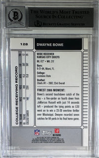 Dwayne Bowe auto Topps 2007 #128 card Kansas City Chiefs BAS Encapsulated GM 10