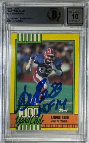 Andre Reed auto inscribed Topps 1990 #7 Buffalo Bills BAS Encap card GM 10