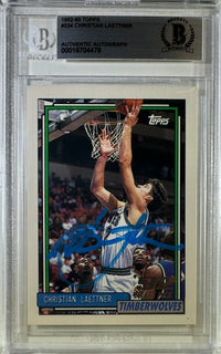 Christian Laettner auto 1993 Topps RC BAS Encapsulated Timberwolves