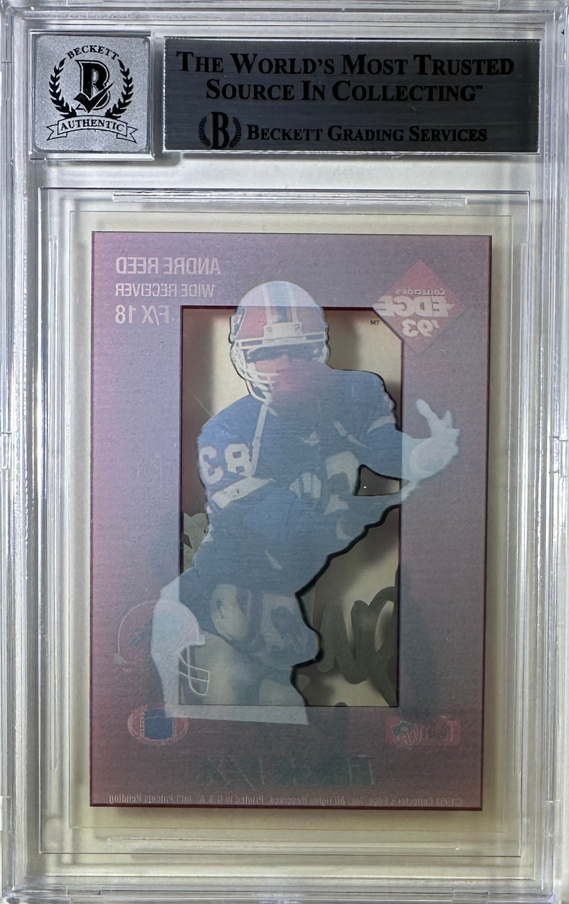 Andre Reed auto inscribed Collectors Edge 1993 #18 Buffalo Bills BAS Encap GM 10