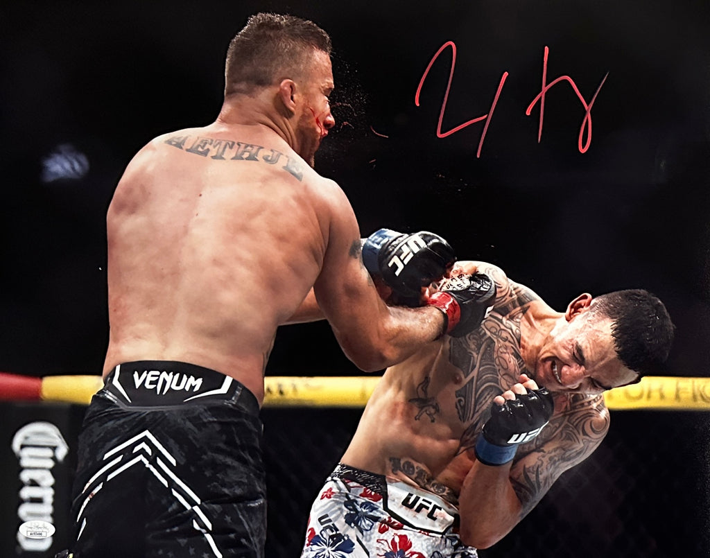 Max Holloway autographed signed 16x20 photo UFC Blessed JSA COA Justin Gaethje