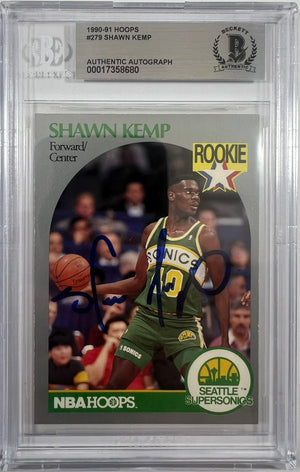 Shawn Kemp auto signed RC 1990 #279 Seattle Supersonics BAS Encapsulated