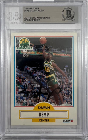 Shawn Kemp auto signed RC 1990 Fleer #178 Seattle Supersonics BAS Encapsulated