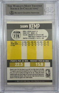 Shawn Kemp auto signed RC 1990 Fleer #178 Seattle Supersonics BAS Encapsulated