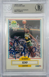 Shawn Kemp auto signed RC 1990 Fleer #178 Seattle Supersonics BAS Encapsulated