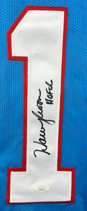 Warren Moon autographed signed inscribed jersey pro style JSA COA