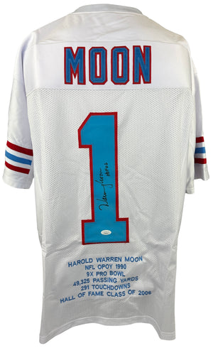 Warren Moon autographed signed inscribed jersey pro style JSA COA