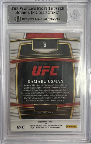 Kamaru Usman autographed 2022 Panini card #5 UFC BAS Encapsulated