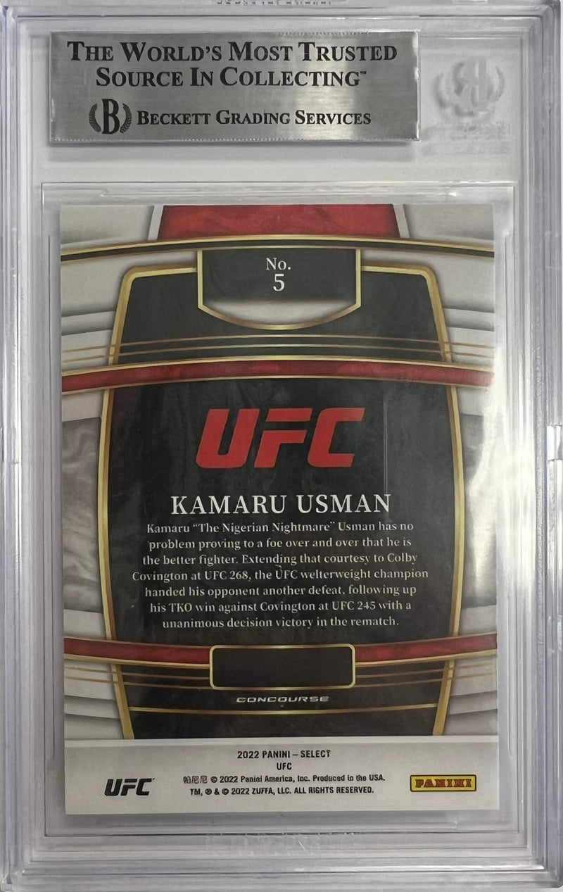 Kamaru Usman autographed 2022 Panini card #5 UFC BAS Encapsulated