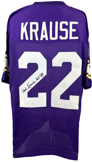 Paul Krause autographed signed jersey pro style JSA COA